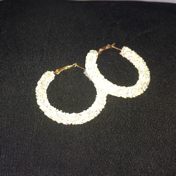Gorgeous Crystal Druzy Hoop Earrings - Picture 3 of 8